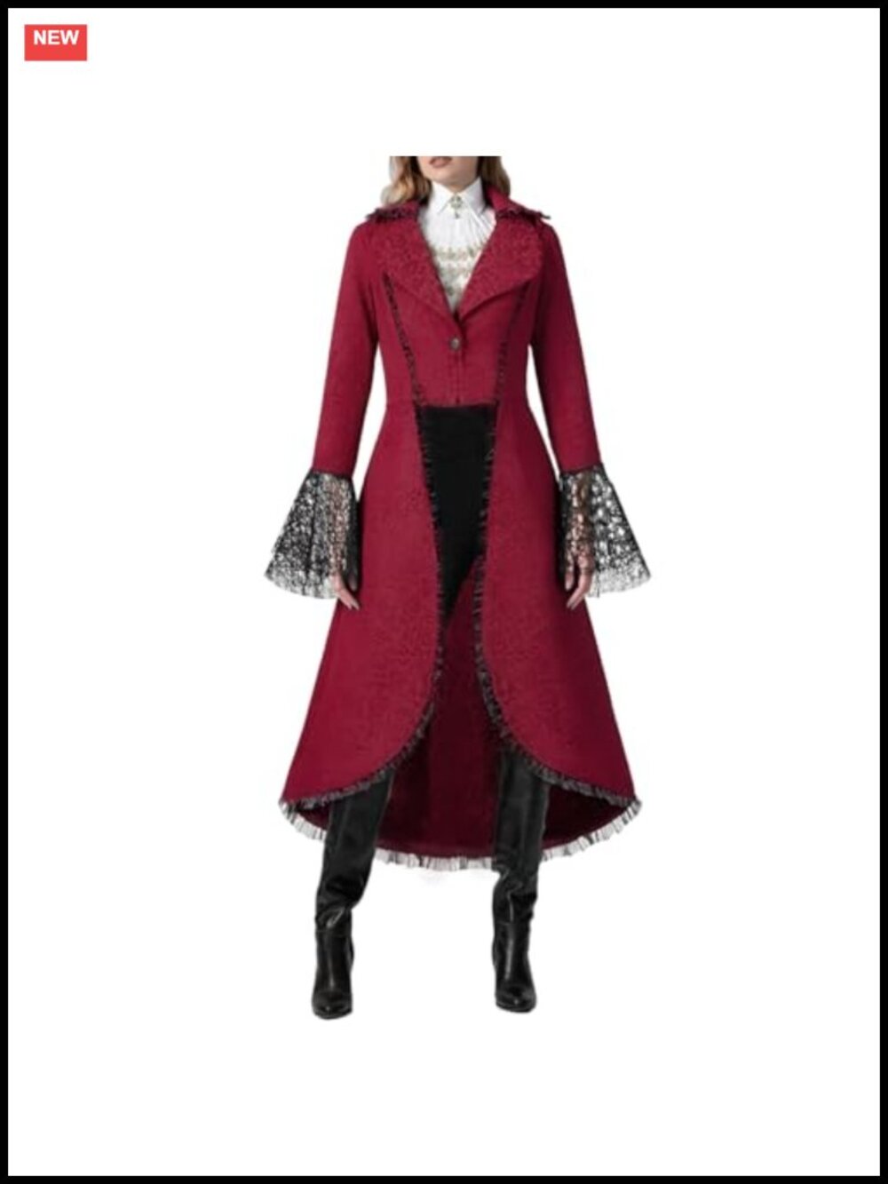 Women's Steampunk Victorian Jacket Lace Trim Tuxedo Coat Cosplay